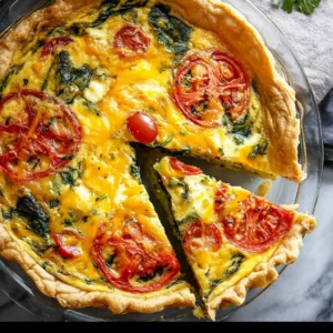 Simple Spinach Tomato Tortilla Quiche