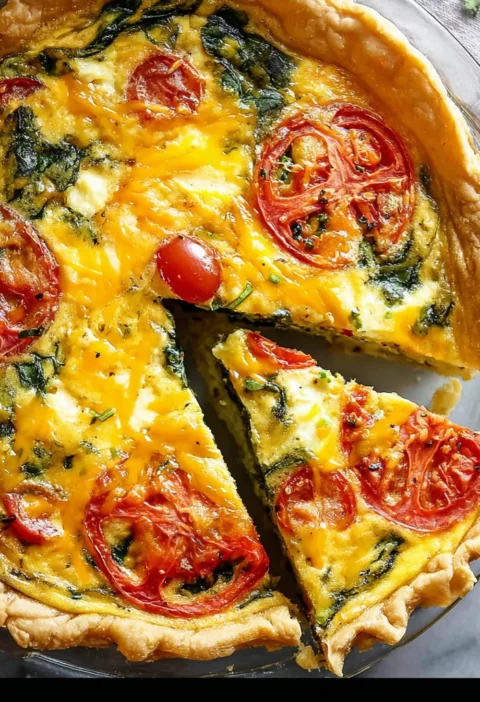 Spinach Tomato Tortilla Quiche