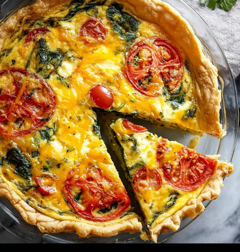 Spinach Tomato Tortilla Quiche