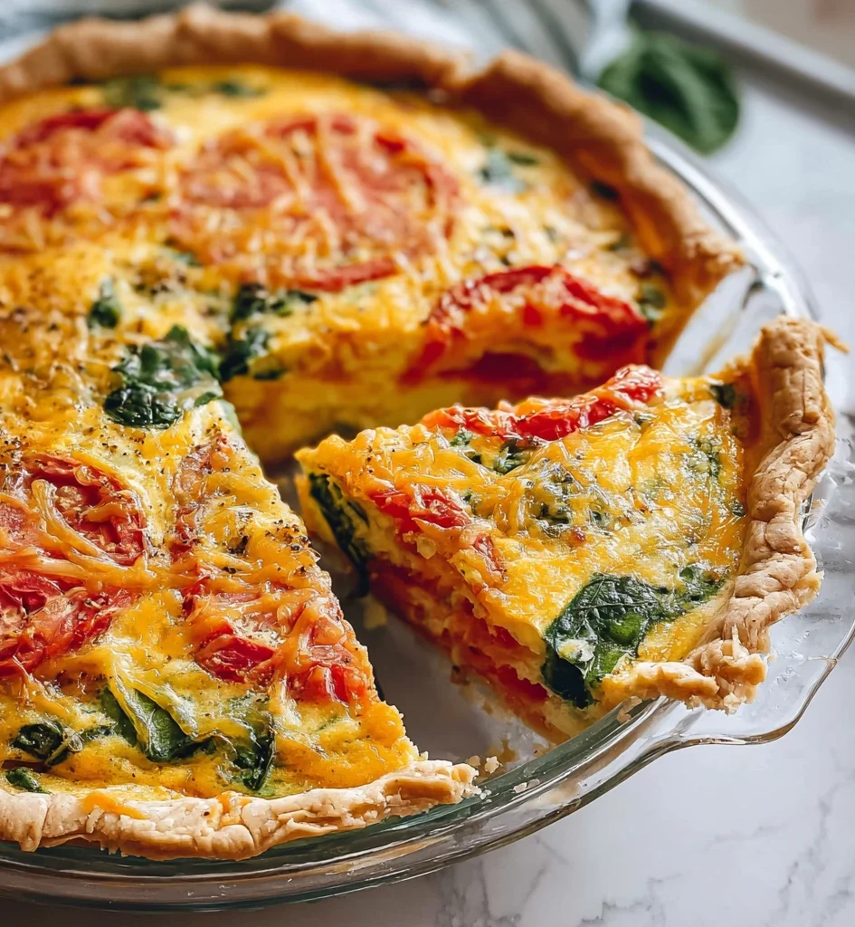 Spinach Tomato Tortilla Quiche