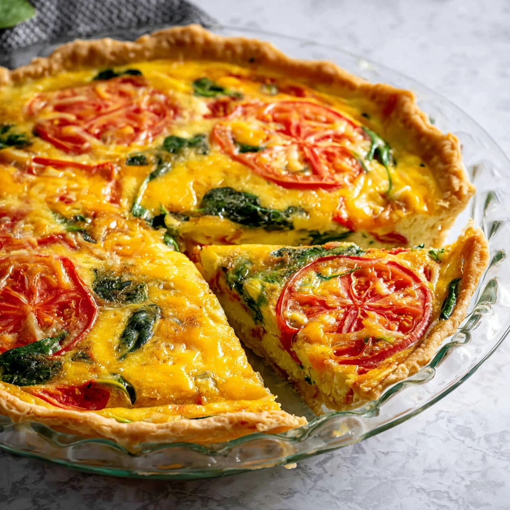 Spinach Tomato Tortilla Quiche