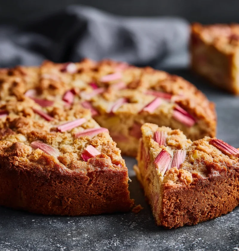 Traditional Norwegian Rhubarb Cake Tender Crust Dessert