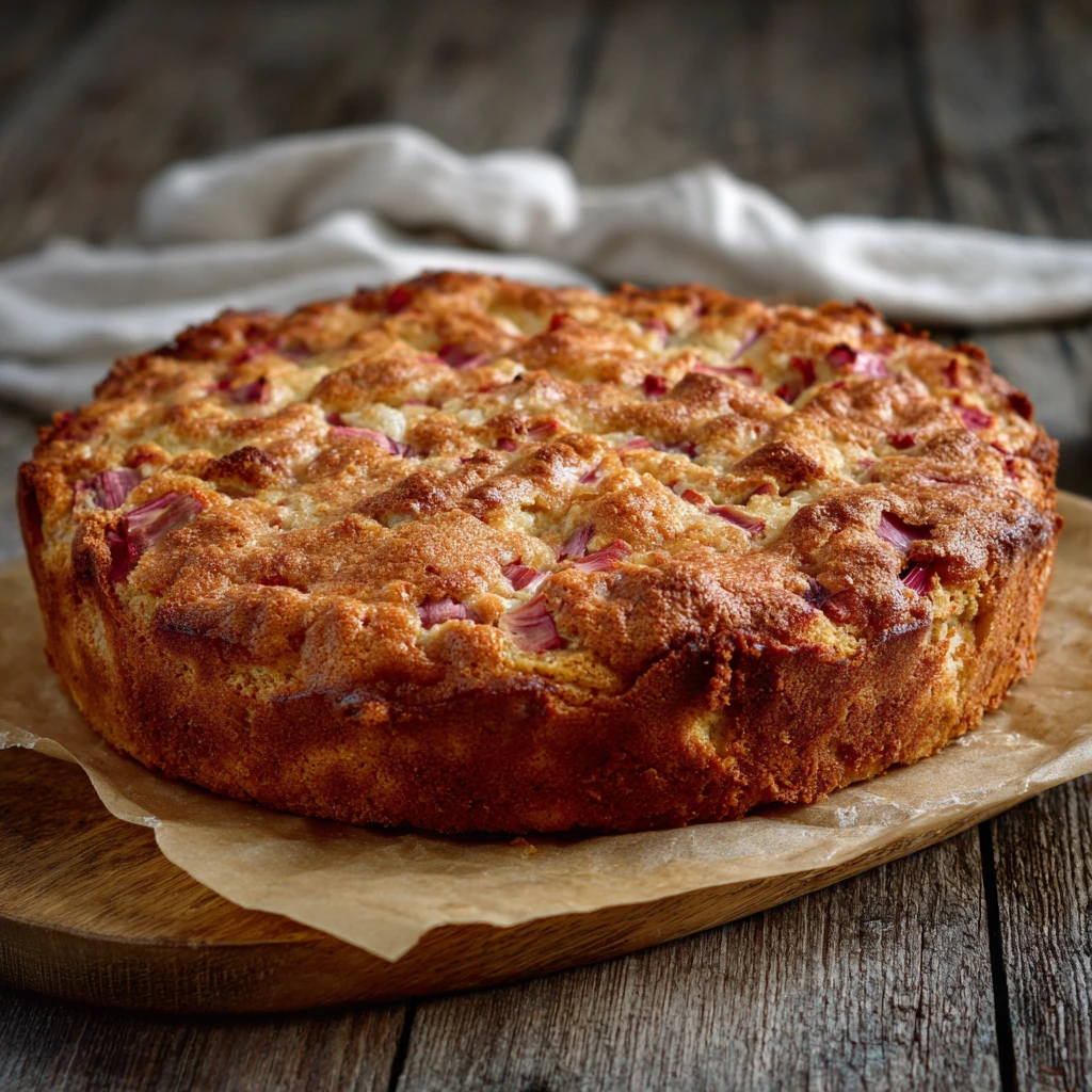 Traditional Norwegian Rhubarb Cake Tender Crust Dessert