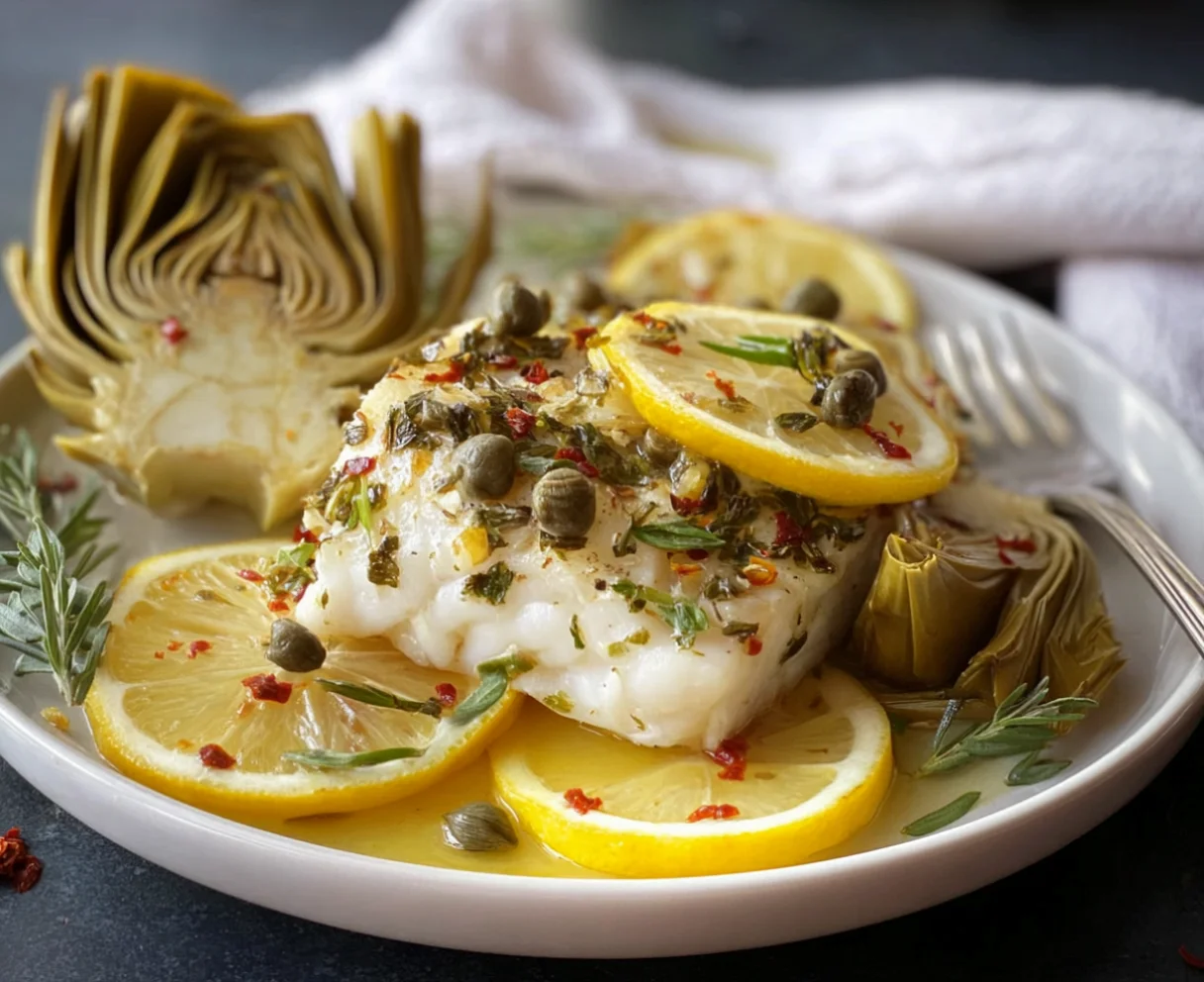 Roasted Halibut With Artichokes And Lemon - roasted-halibut-with-artichokes-and-lemon-3