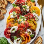 Grilled Cherry Tomato Caprese Salad with Crunchy Garlic Recipe