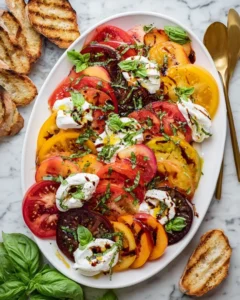 Tomato Peach Burrata Salad Recipe