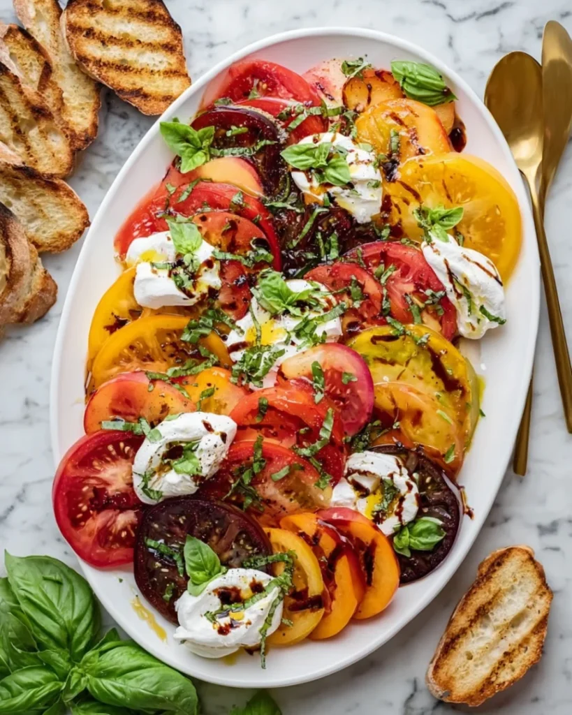Tomato Peach Burrata Salad Recipe