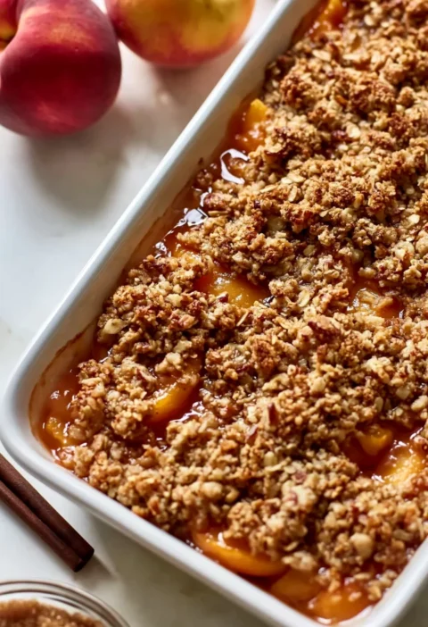 Pecan Bourbon Peach Crisp