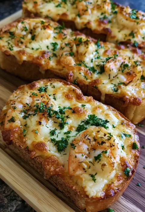 Cheesy Garlic Shrimp Toast