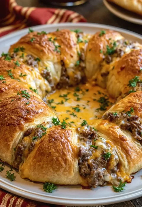Cheesy Ground Beef Crescent Ring
