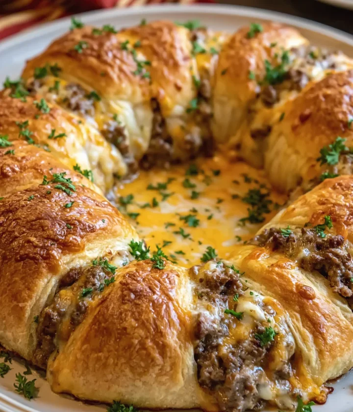 Cheesy Ground Beef Crescent Ring