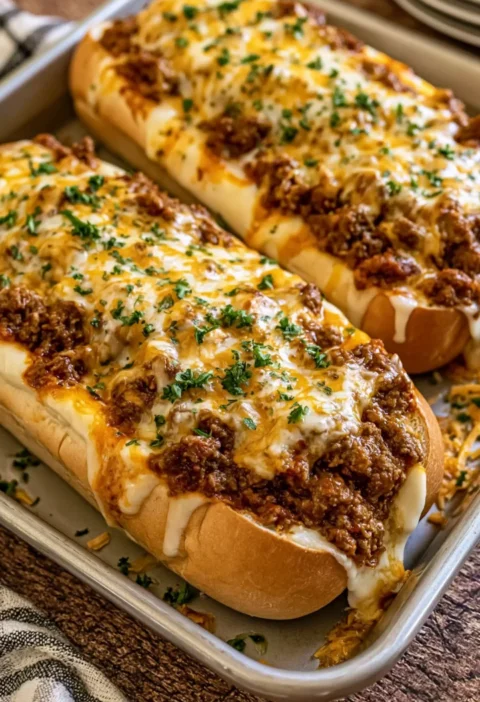 Cheesy Ground Beef Sub Melts