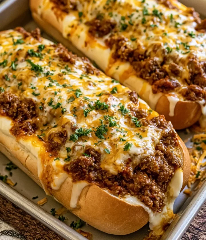 Cheesy Ground Beef Sub Melts