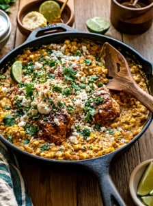 Creamy Street Corn Chicken Skillet (One-Pan Elote Chicken)