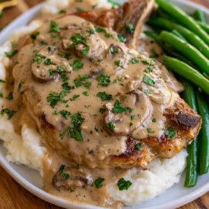 Crockpot Smothered Lamb Chops with Mushroom Gravy