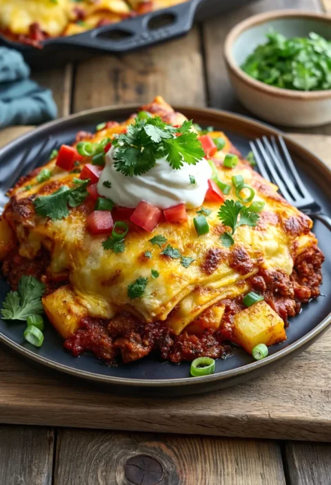 Stacked Potato and Chorizo Enchiladas