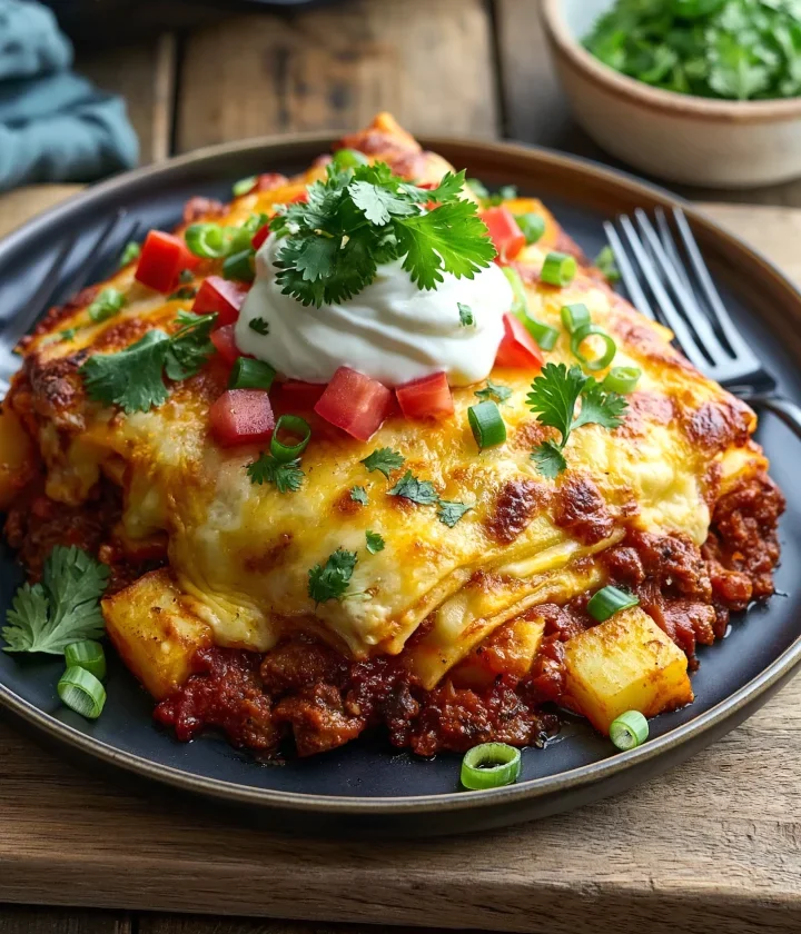 Stacked Potato and Chorizo Enchiladas