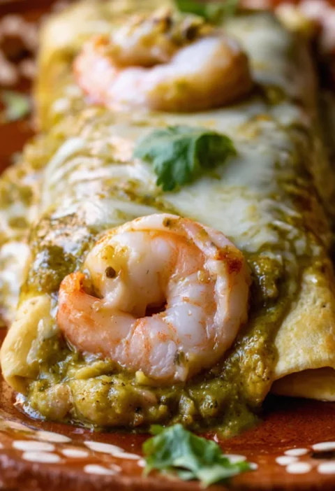 Shrimp Enchiladas in Salsa Verde