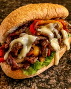 Steak, Pepper and Onion Cheese Sandwich